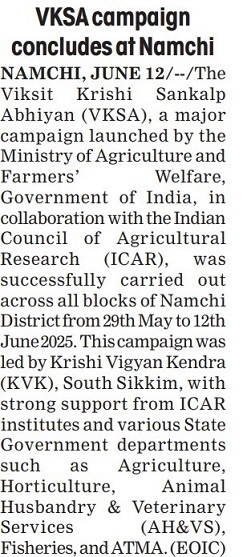 VKSA campaign concludes at Namchi