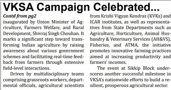 VKSA Campaign Celebrated at Sikkip Block in Namchi