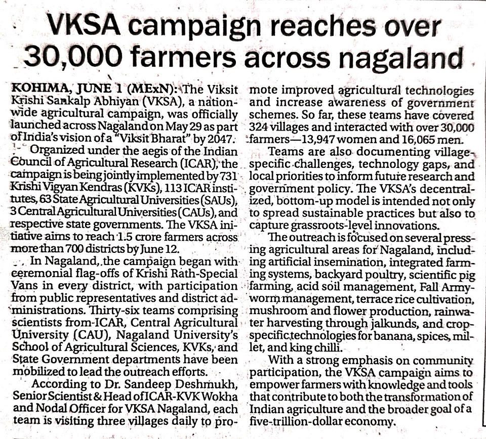 VKSA campaign reaches over 30,000 farmers across nagaland