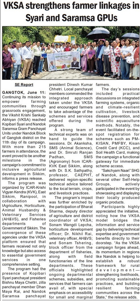 VKSA strengthens farmer linkages in Syari and Saramsa GPUs