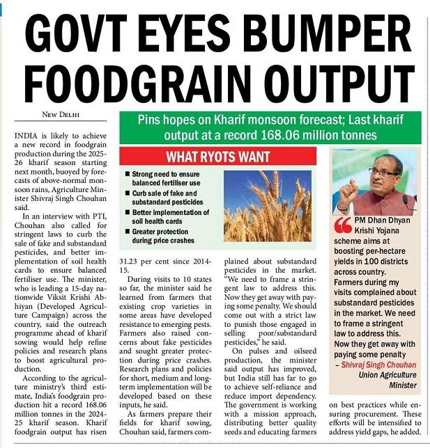 Govt eyes bumper foodgrain output