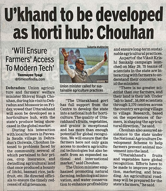 U'khand to be developed as horti hub: Chouhan