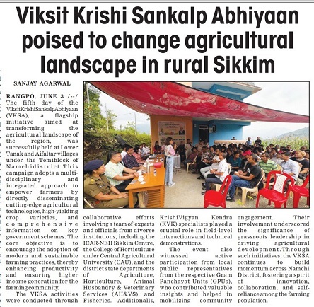Viksit Krishi Sankalp Abhiyaan poised to change agricultural landscape in rural Sikkim