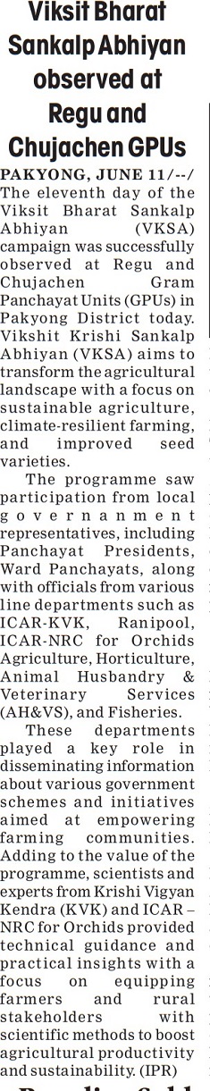 Viksit Bharat Sankalp Abhiyan observed at Regu and Chujachen GPUs