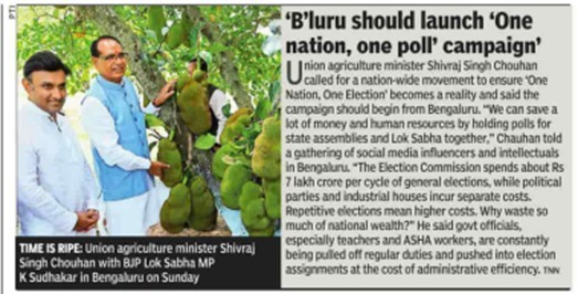 Bengaluru should launch ‘One Nation, One Poll’ campaign