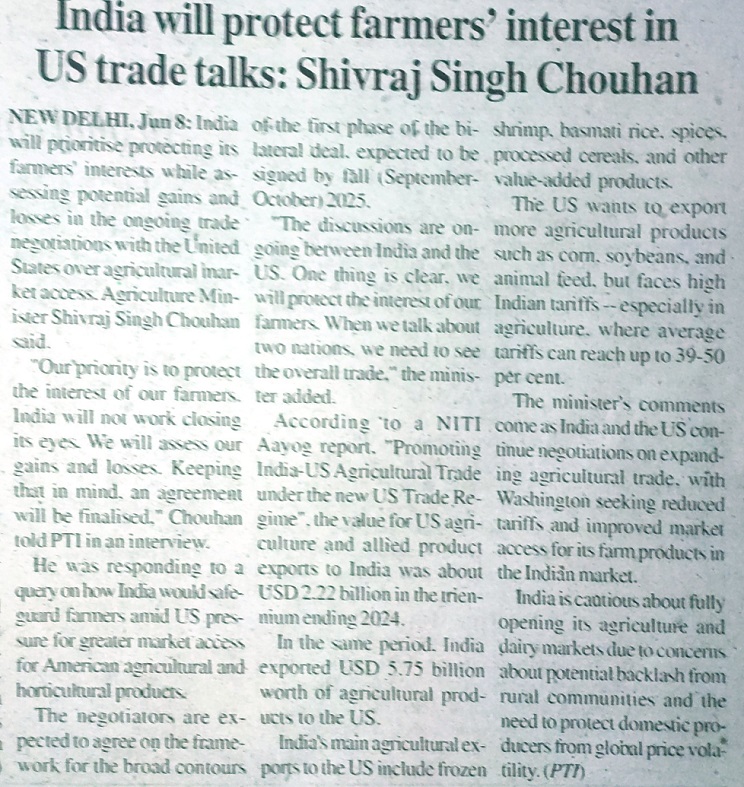 India will protect farmers' interest in US trade talks: Shivraj Singh Chouhan