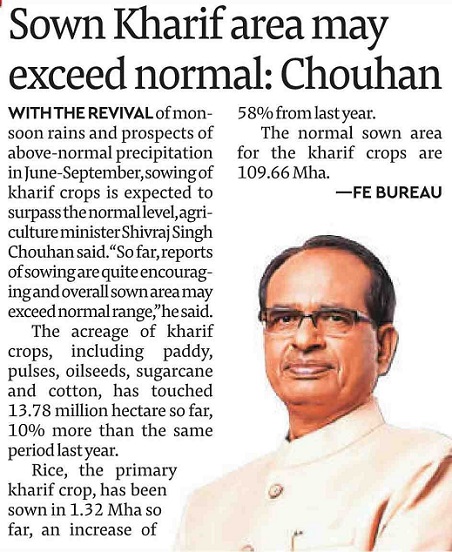 Sown Kharif area may exceed normal: Chouhan