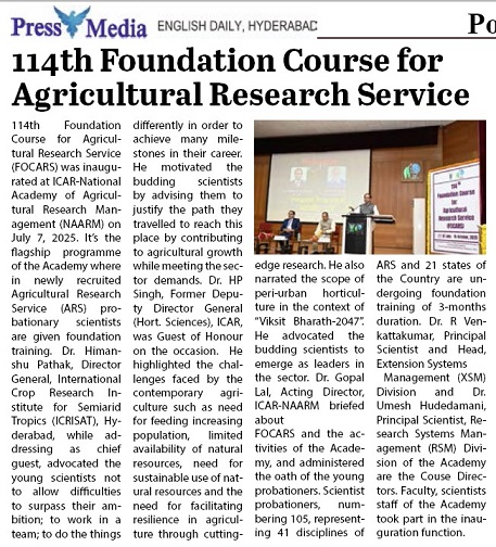 114th Foundation Course for Agricultural Research Service