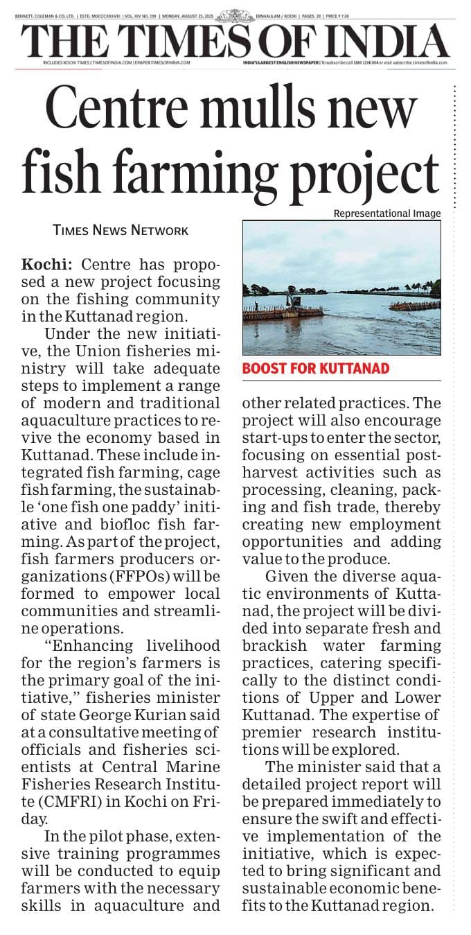 Centre mulls new fish farming project