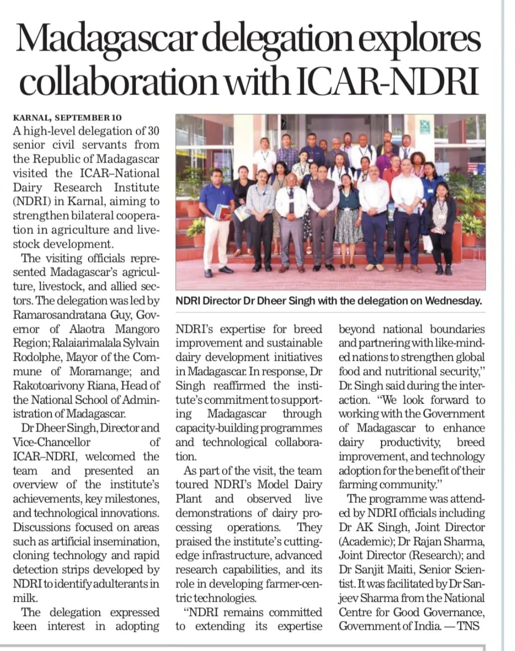 मेडागास्कर के सिविल अधिकारियों ने किया आईवीआरआई का भ्रमण 