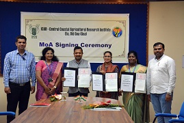 ICAR-CCARI, Goa inks Tripartite Agreement with KVK, South Goa and Directorate of Industries, Trade and Commerce (DITC), Goa