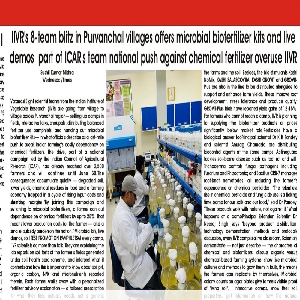 IIVR's 8-team blitz in Purvanchal villages offers microbial biofertilizer kits and live e demos part of ICAR's team national push against chemical fertilizer overuse IIVR